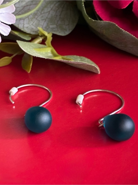 925 Sterling Silver Jewelry - 925 Silver Earrings,Teardrop Hook Earrings in Deep Teal